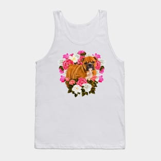 English Bulldog Puppy with flowers Tank Top